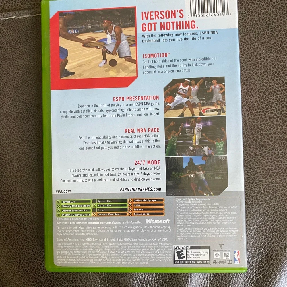 ESPN Basketball 2K4 (Microsoft Xbox, 2004)